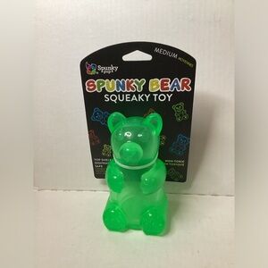 SPUNKY PUP Spunky Green Bear Medium Squeaky Toy Dishwasher Safe Non-Toxic
